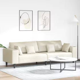    Bársony Kanapé párnával párnával Krémszínű 208 cm Bársony