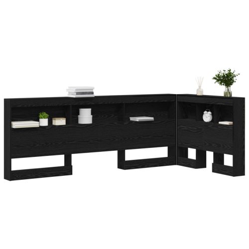  Tároló fejtámla polcokkal fejtámlával tárolóval Musta tammi 80 cm Faanyag