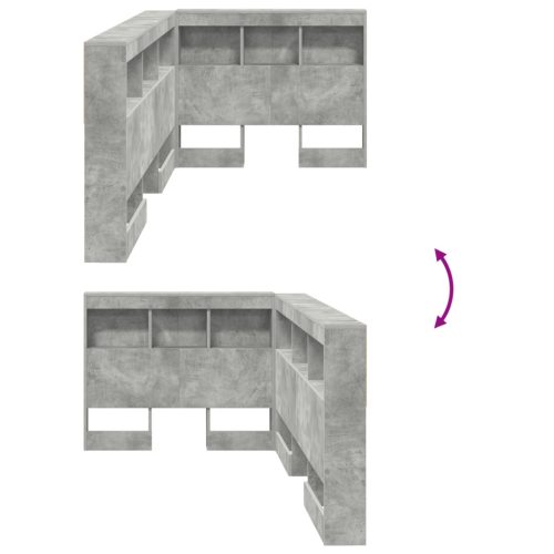  Tároló fejtámla polcokkal fejtámlával tárolóval Beton szürke 80 cm Faanyag