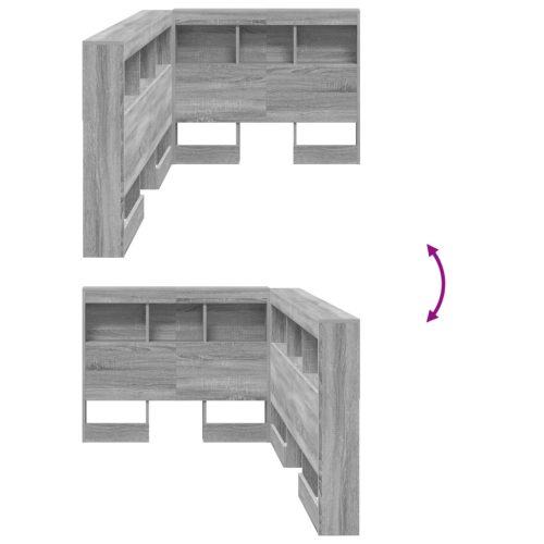  Tároló fejtámla polcokkal fejtámlával tárolóval Szürke sonoma 80 cm Faanyag