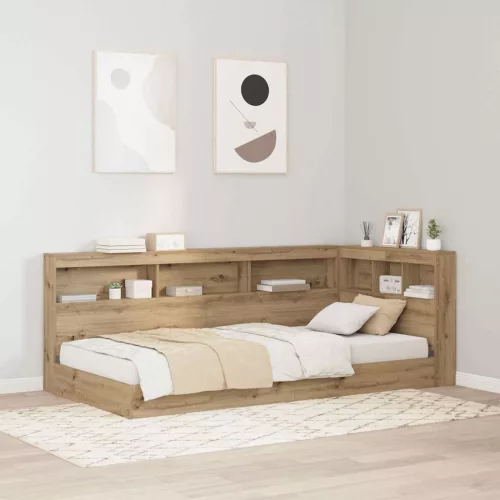  Tároló fejtámla polcokkal tárolóval Artisan tölgy 90 cm Faanyag