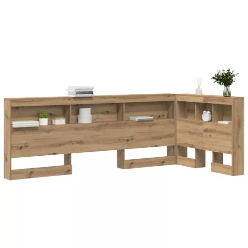  Tároló fejtámla polcokkal tárolóval Artisan tölgy 90 cm Faanyag