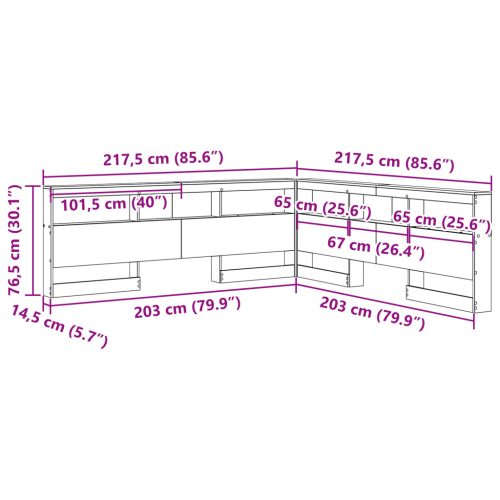  Tároló fejtámla polcokkal fejtámlával tárolóval sonoma tölgy 200 cm Faanyag