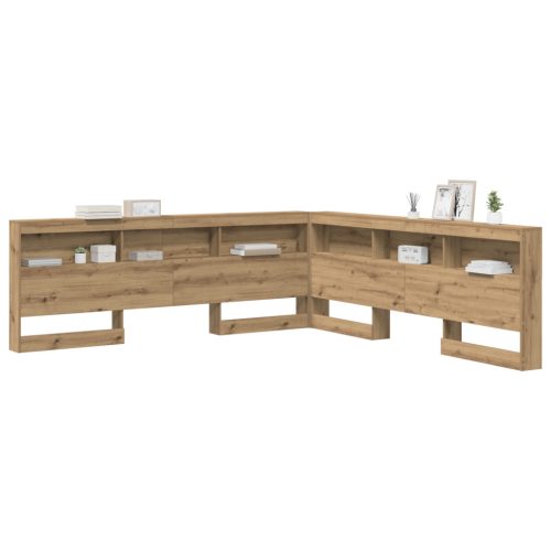  Tároló fejtámla polcokkal fejtámlával tárolóval kézműves tölgy 200 cm Faanyag