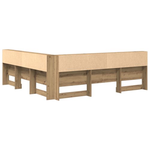  Tároló fejtámla polcokkal fejtámlával tárolóval kézműves tölgy 200 cm Faanyag