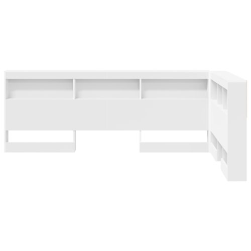  Tároló fejtámla polcokkal fejtámlával tárolóval Fehér 120 cm Faanyag