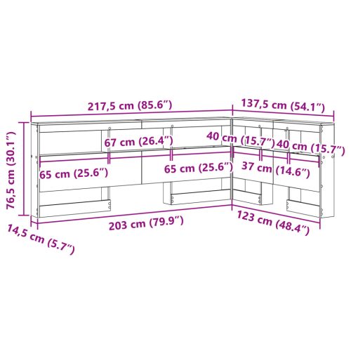  Tároló fejtámla polcokkal fejtámlával tárolóval Fehér 120 cm Faanyag