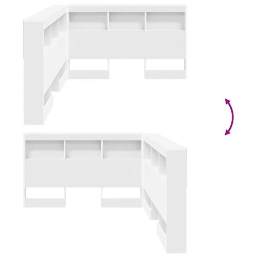  Tároló fejtámla polcokkal fejtámlával Fehér 120 cm Faanyag
