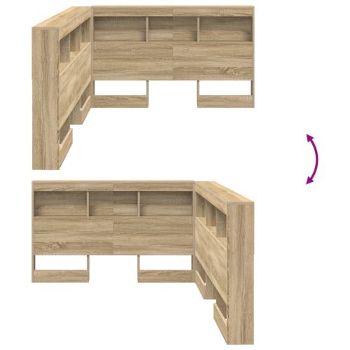  Tároló fejtámla polcokkal fejtámlával tárolóval sonoma tölgy 120 cm Faanyag