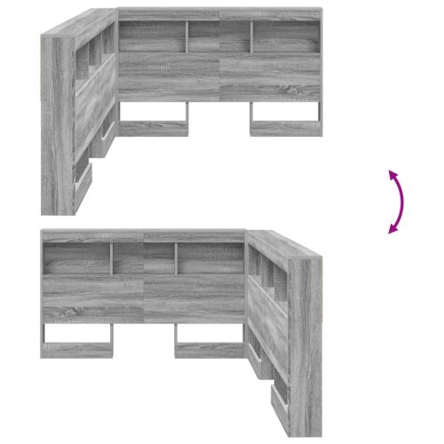  Tároló fejtámla polcokkal fejtámlával tárolóval Szürke sonoma 120 cm Faanyag