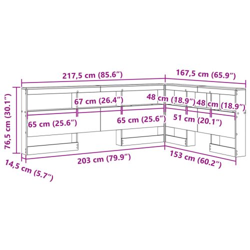  Tároló fejtámla polcokkal fejtámlával tárolóval sonoma tölgy 150 cm Melamin
