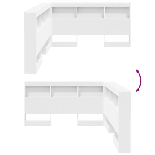  Tároló fejtámla polcokkal fejtámlával tárolóval Fehér 160 cm Faanyag