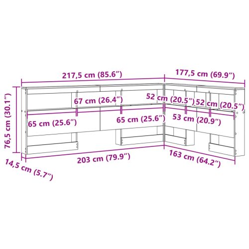  Tároló fejtámla polcokkal fejtámlával tárolóval Fehér 160 cm Faanyag