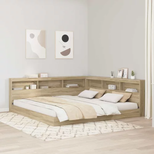  Tároló fejtámla polcokkal tárolóval Sonoma tölgy 180 cm Faanyag