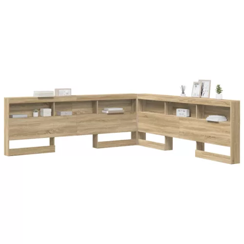  Tároló fejtámla polcokkal tárolóval Sonoma tölgy 180 cm Faanyag