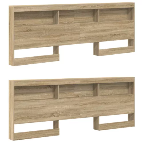  Tároló fejtámla polcokkal tárolóval Sonoma tölgy 180 cm Faanyag