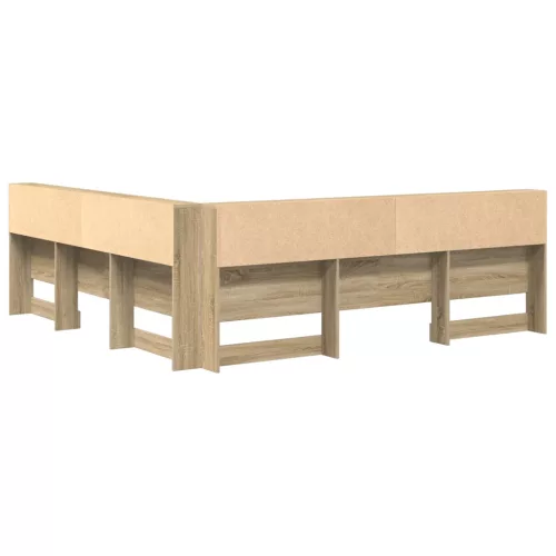  Tároló fejtámla polcokkal tárolóval Sonoma tölgy 180 cm Faanyag