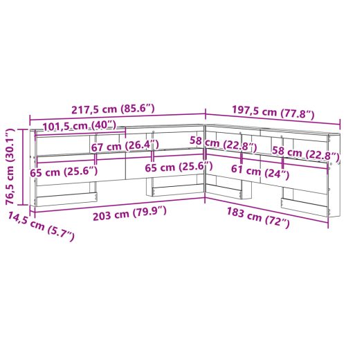  Tároló fejtámla polcokkal fejtámlával tárolóval Régi fa 180 cm Faanyag