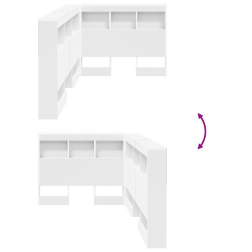  Tároló fejtámla polcokkal fejtámlával tárolóval Fehér 90 cm Faanyag