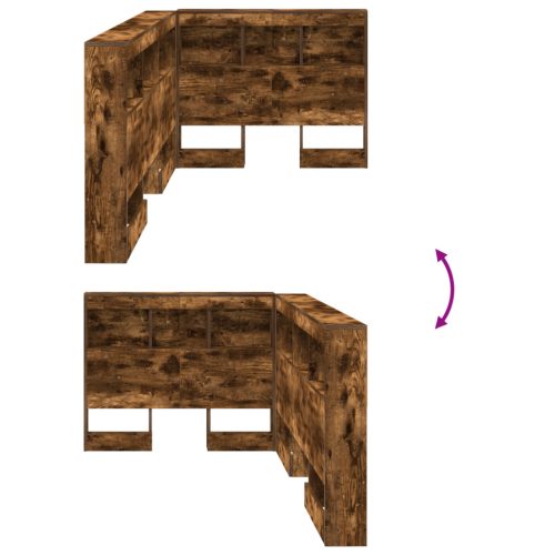  Tároló fejtámla polcokkal fejtámlával tárolóval Füstölt tölgy 90 cm Faanyag