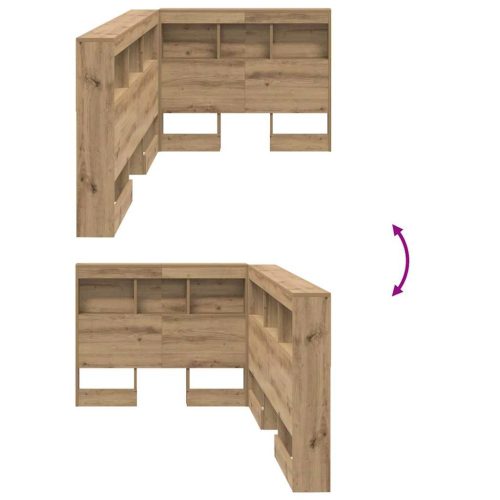  Tároló fejtámla polcokkal tárolóval Artisan tölgy 90 cm Faanyag