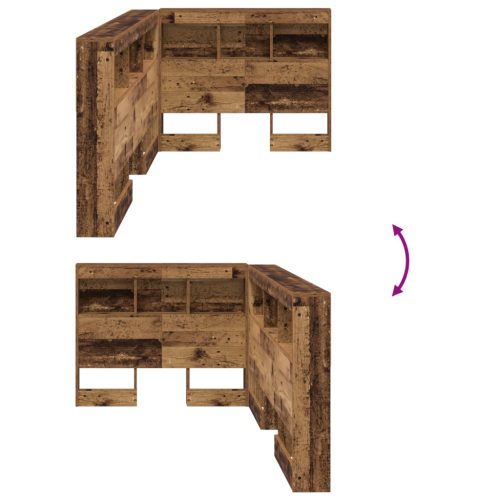  Tároló fejtámla polcokkal fejtámlával tárolóval Régi fa 75 cm Faanyag