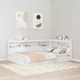   Tároló fejtámla polcokkal Fehér 207,5 x 137,5 x 76,5 cm Faanyag