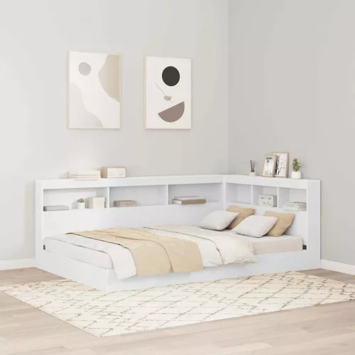  Tároló fejtámla polcokkal Fehér 207,5 x 137,5 x 76,5 cm Faanyag