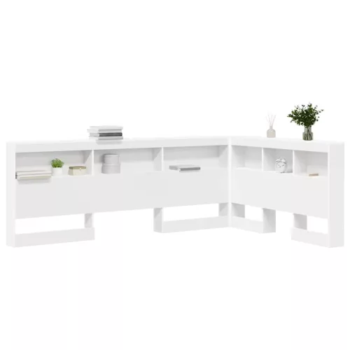  Tároló fejtámla polcokkal Fehér 207,5 x 137,5 x 76,5 cm Faanyag