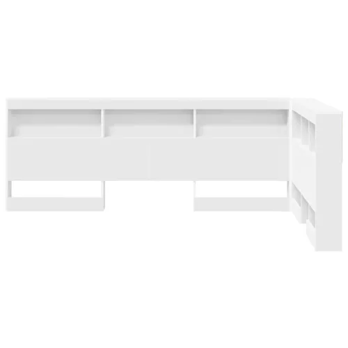  Tároló fejtámla polcokkal Fehér 207,5 x 137,5 x 76,5 cm Faanyag