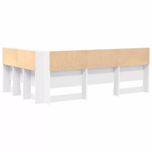  Tároló fejtámla polcokkal Fehér 207,5 x 137,5 x 76,5 cm Faanyag