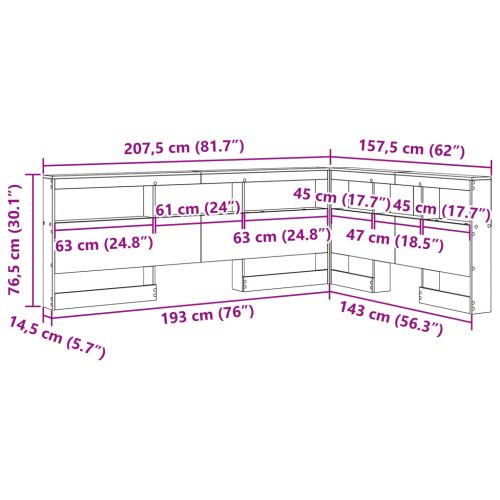  Tároló fejtámla polcokkal fejtámlával tárolóval Fehér 140 cm Faanyag