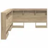  Tároló fejtámla polcokkal tárolóval Sonoma tölgy 135 cm Faanyag