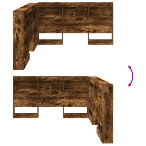  Tároló fejtámla polcokkal fejtámlával tárolóval Füstölt tölgy 135 cm Faanyag