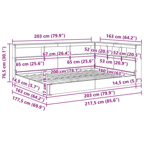  Könyvszekrény ágy Fehér 160x200 cm Mérnöki Fa