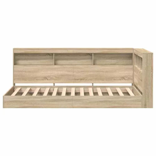  Könyvespolcos Ágy fejtámlával Sonoma tölgy 75 x 190 cm Faanyag