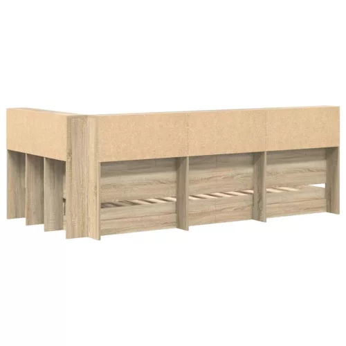  Könyvespolcos Ágy fejtámlával Sonoma tölgy 75 x 190 cm Faanyag
