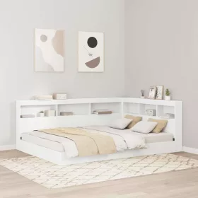    Könyvespolcos Ágy fejtámlával Fehér 135 x 190 cm Faanyag
