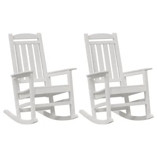  2 db-os Kertihintaszék Fehér 70x92x107.5 cm HDPE