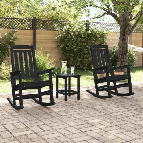  kertihintaszék 2 db Fekete 70x92x107.5 cm HDPE