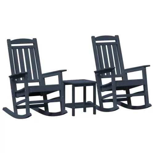  3 Darabos Kert Lounge Szett Tengerészkék HDPE