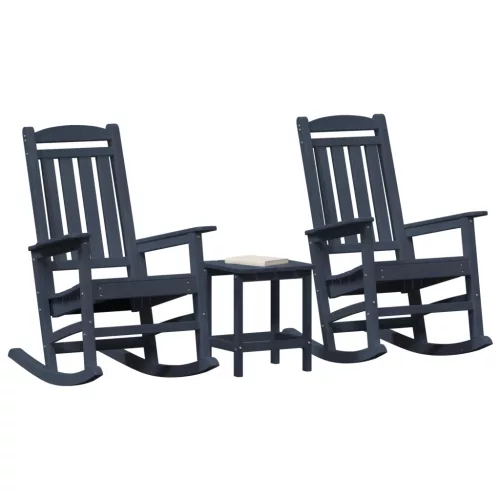  3 Darabos Kert Lounge Szett Tengerészkék HDPE