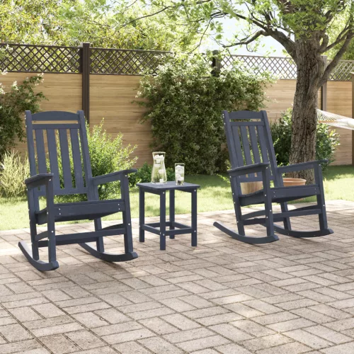  3 Darabos Kert Lounge Szett Tengerészkék HDPE
