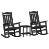  3 Részes Kerti Lounge Szett Fekete HDPE