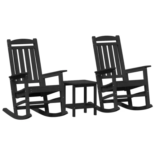 3 Részes Kerti Lounge Szett Fekete HDPE