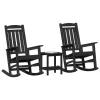  3 Részes Kerti Lounge Szett Fekete HDPE