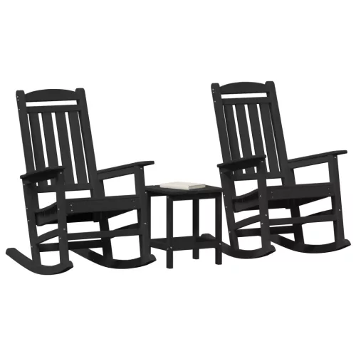  3 Részes Kerti Lounge Szett Fekete HDPE