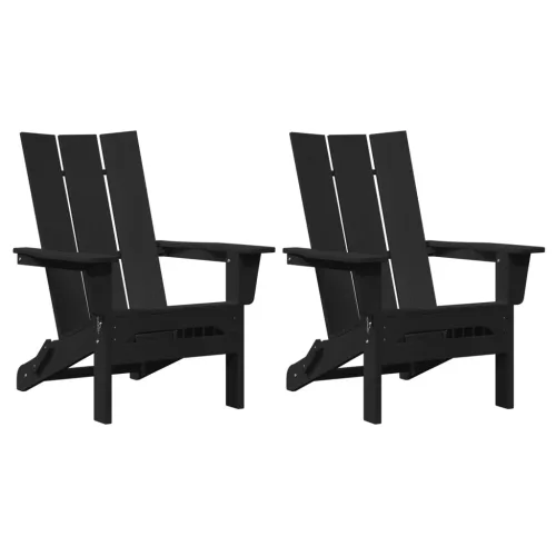  Összecsukható Adirondack székek 2 db Fekete 74.5x80.5x90 cm HDPE