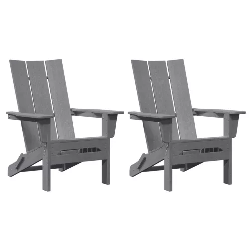  Összecsukható Adirondack szék 2 db Világosszürke 74.5x80.5x90 cm HDPE