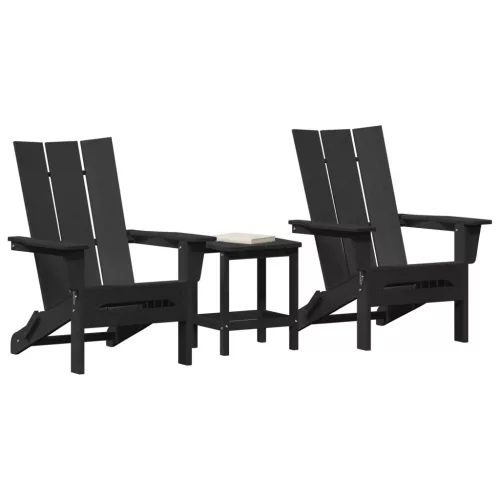  3 részes kerti pihenőszett fekete HDPE